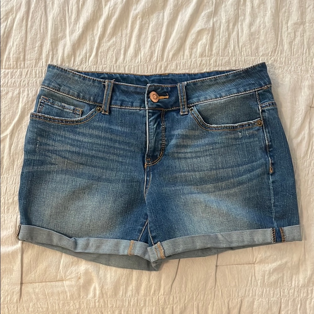 Time and Tru Blue Jean Shorts Cuffed Casual